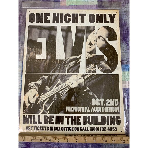One Night Only Oct 2 Elvis TIN SIGN metal 12.5x16 poster concert ad wall decor - Picture 2 of 3